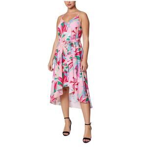 Laundry Shelli Segal Hi Low Maxi Trapeze Dress Large Boho Resort Beach Tropical